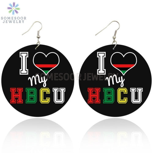 Love HBCU Educated Black Wooden Drop Earrings