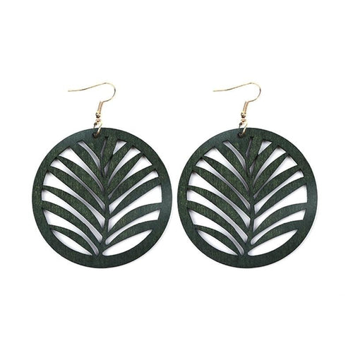 Trendy Round Wood Grass Pattern Earrings