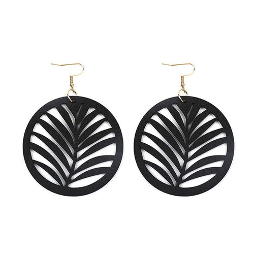 Trendy Round Wood Grass Pattern Earrings