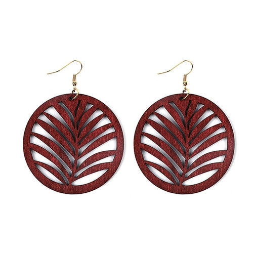 Trendy Round Wood Grass Pattern Earrings