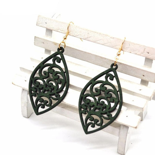 Leaf Shaped  Wooden Earrings