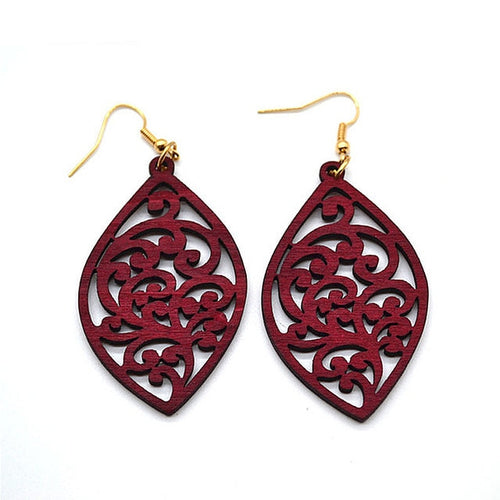 Leaf Shaped  Wooden Earrings