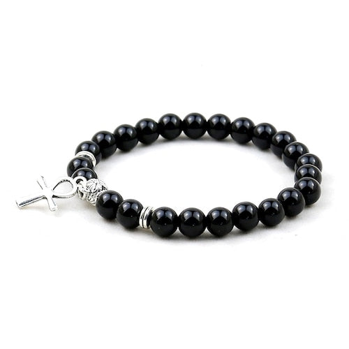 Ankh Natural Onyx Stone Bracelet