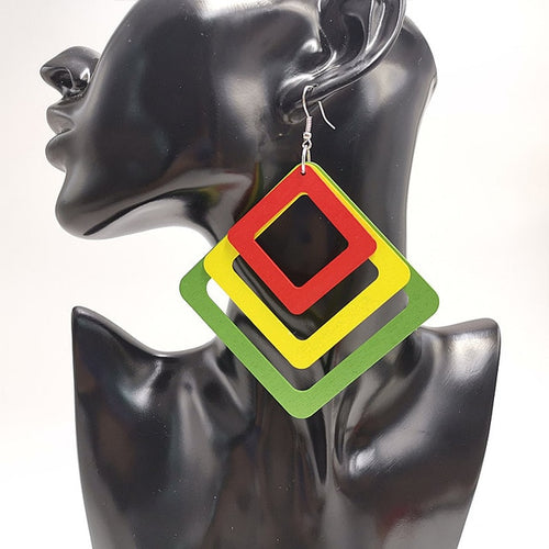 Geometric Wooden Big Earring