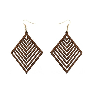 Rhombus  Wooden Earrings