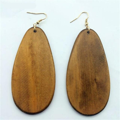 Oval Wooden Earring