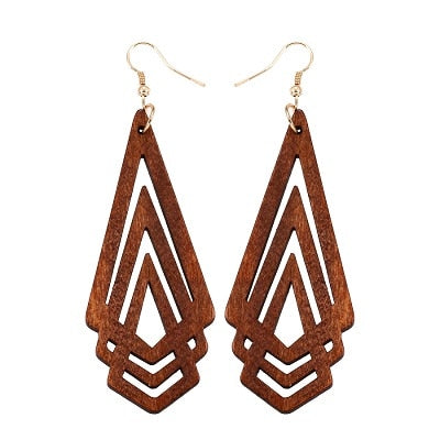 Triangle Natural Wooden Earrings