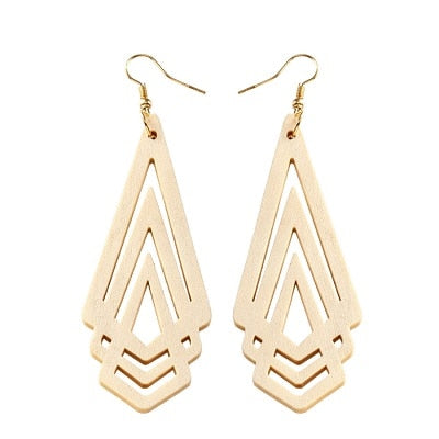 Triangle Natural Wooden Earrings