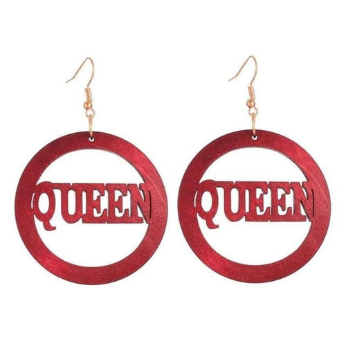 Queen Letter Wooden Earring