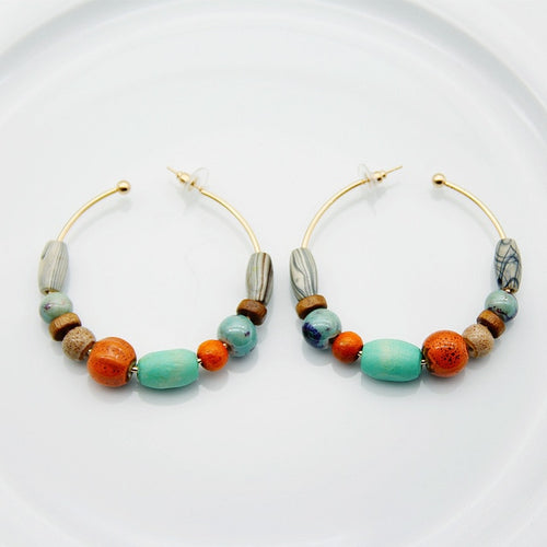 Colorful Stone Hoop Circle Earring