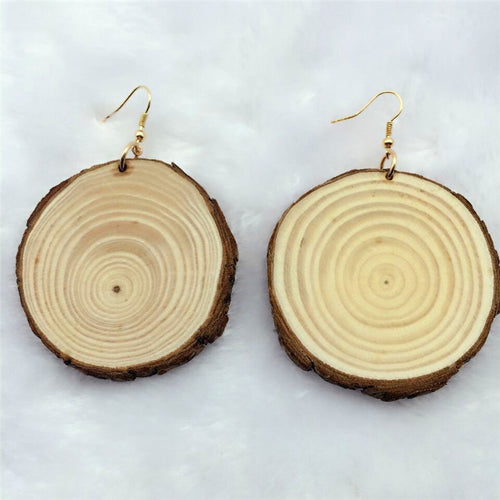 Natural Spiral Wooden Earrings