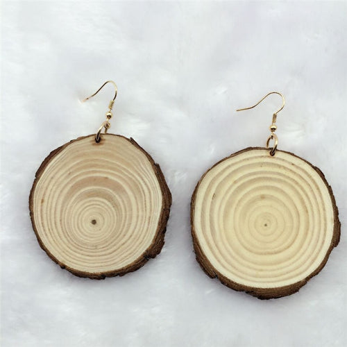 Natural Spiral Wooden Earrings