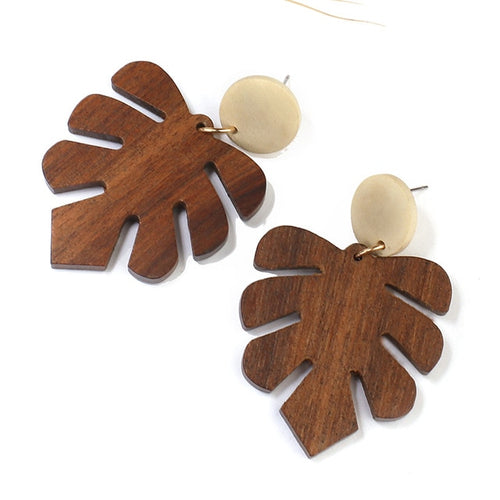 Vintage Brown Wooden Earrings