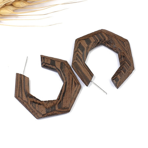 Vintage Brown Wooden Earrings