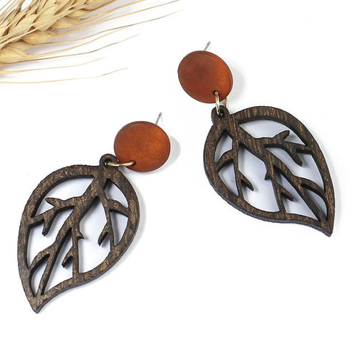 Vintage Brown Wooden Earrings