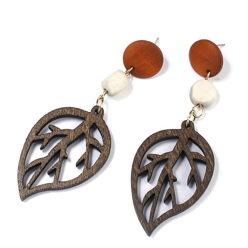 Vintage Brown Wooden Earrings