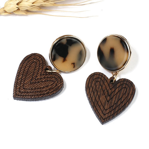 Vintage Brown Wooden Earrings