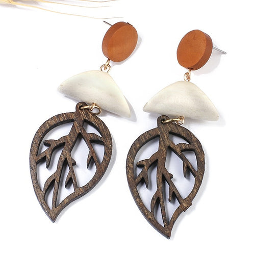 Vintage Brown Wooden Earrings