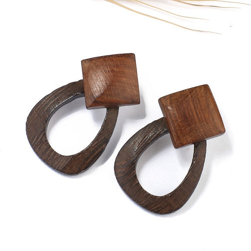 Vintage Brown Wooden Earrings