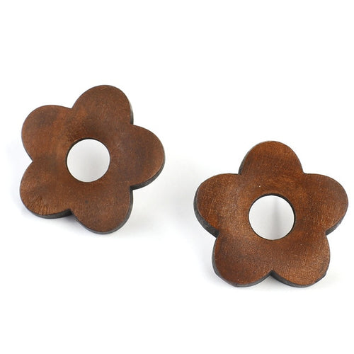 Vintage Brown Wooden Earrings