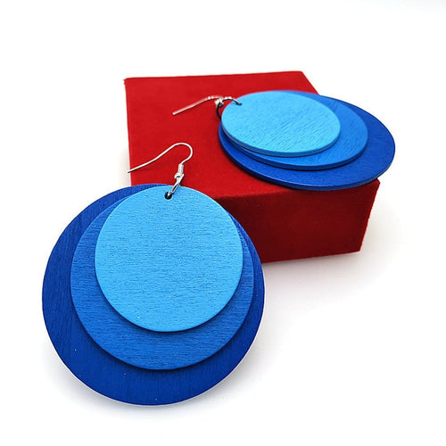 Random Printed Round Wooden Earrings