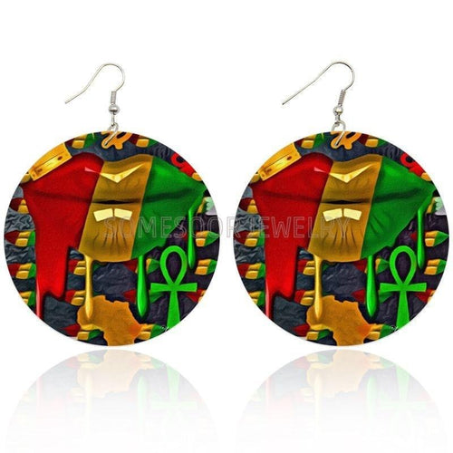 Lips Painted  Wooden Earrings