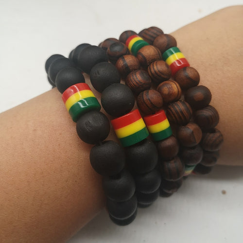 5pcs/lot Rasta Wooden Beaded Bracelets