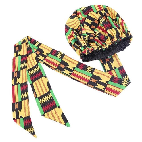 Ankara Pattern Satin Lined Bonnet