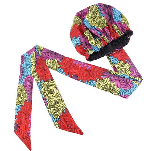 Ankara Pattern Satin Lined Bonnet