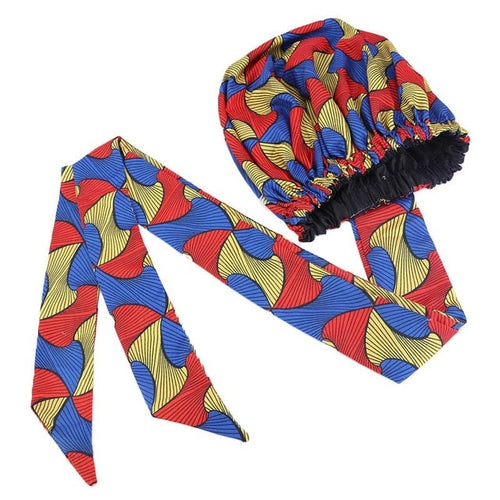 Ankara Pattern Satin Lined Bonnet