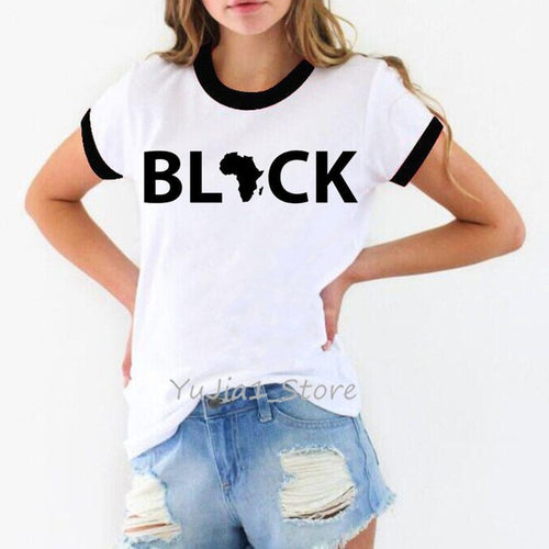 Black Africa Letter Print T-Shirt