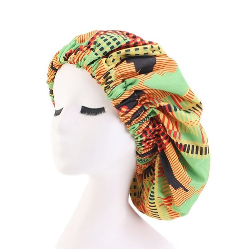 Ankara Pattern Satin Lined Bonnet