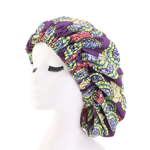 Ankara Pattern Satin Lined Bonnet