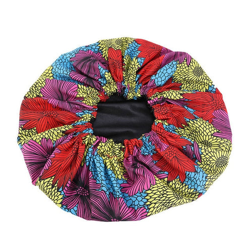 Ankara Pattern Satin Lined Bonnet