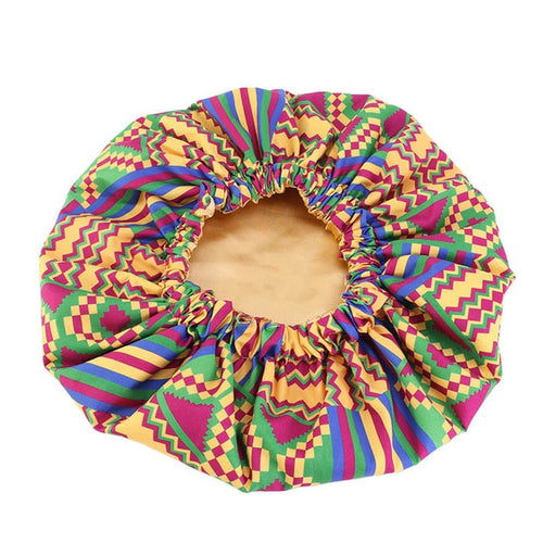 Ankara Pattern Satin Lined Bonnet