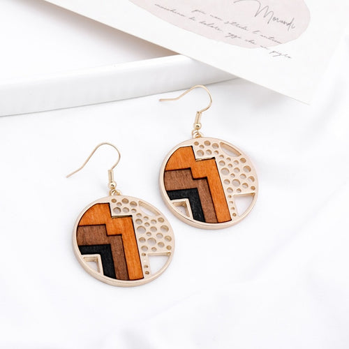 Triangle Wooden Combination Earrings