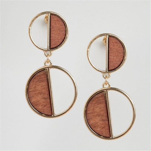 Triangle Wooden Combination Earrings