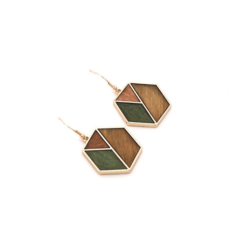 Triangle Wooden Combination Earrings