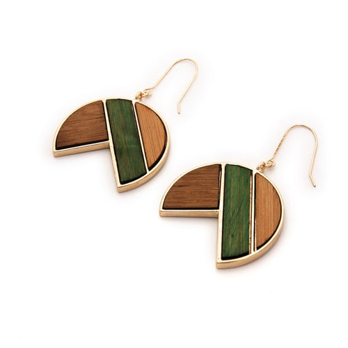 Triangle Wooden Combination Earrings