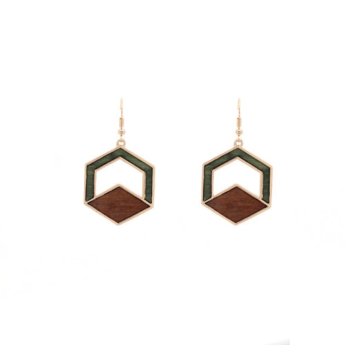 Triangle Wooden Combination Earrings