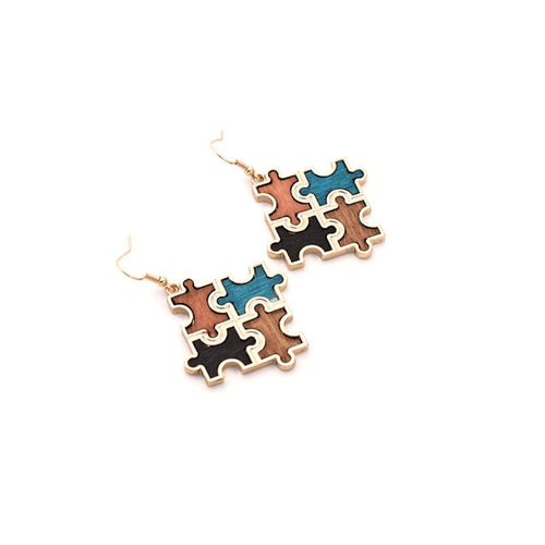 Triangle Wooden Combination Earrings