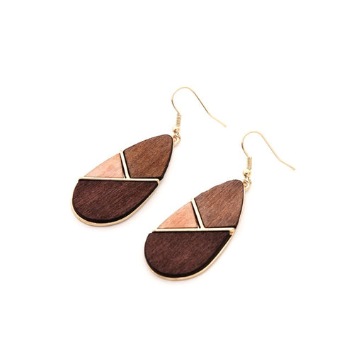 Triangle Wooden Combination Earrings