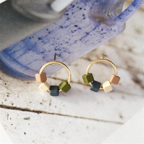 Triangle Wooden Combination Earrings