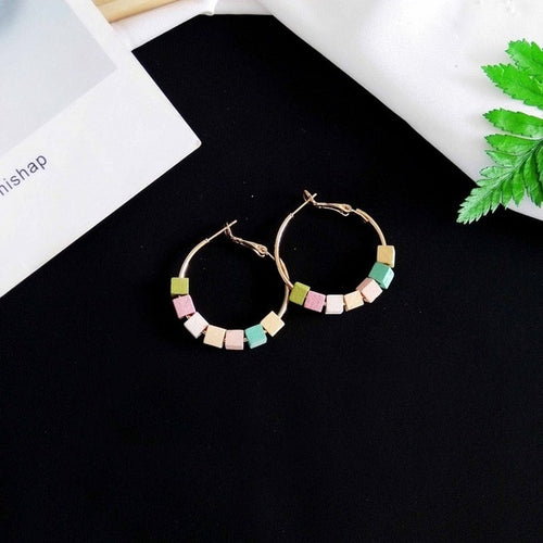 Triangle Wooden Combination Earrings