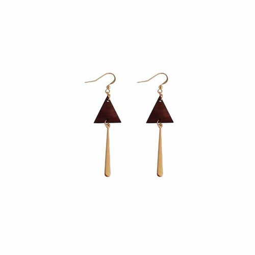 Triangle Wooden Combination Earrings