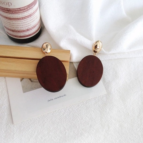 Triangle Wooden Combination Earrings