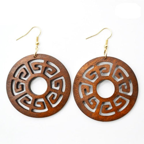 Natural Wood Tribal Earrings