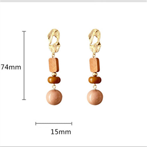 Brown Ball  Wooden Earrings