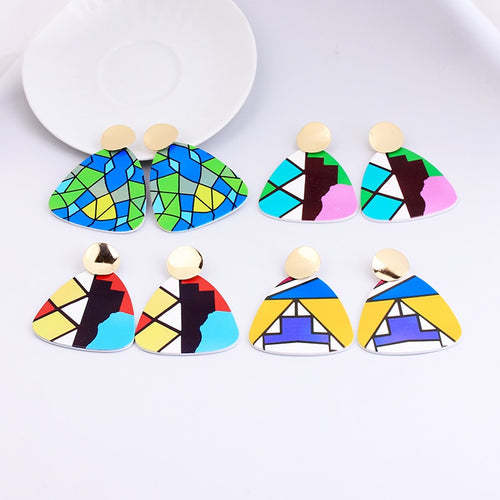 Irregular Shaped  Colorful Wooden Earrings