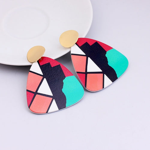 Irregular Shaped  Colorful Wooden Earrings